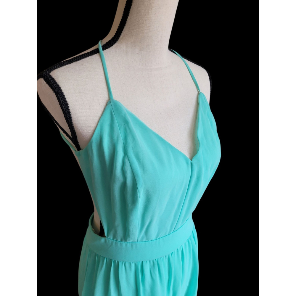 Lulus Formal Gown Open Back Strappy Sea Foam Sz M - Picture 9 of 11